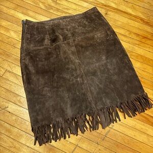 Women’s Vintage Leather Fringe Skirt